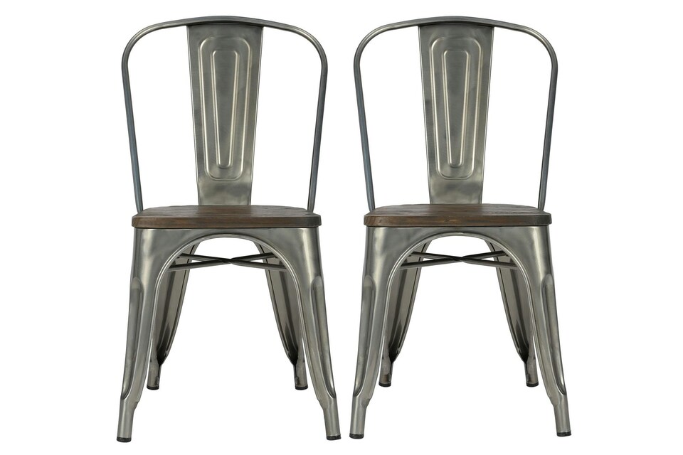 image 1 of Fusion Dining Chair in Metal in Gun metal, 2 pieces | Grey | Gun colour | One Size