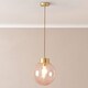 image 2 of ValueLights Frenchie Pink Glass Globe Brushed Gold Capped Ceiling Pendant Light with Bulb | Gold