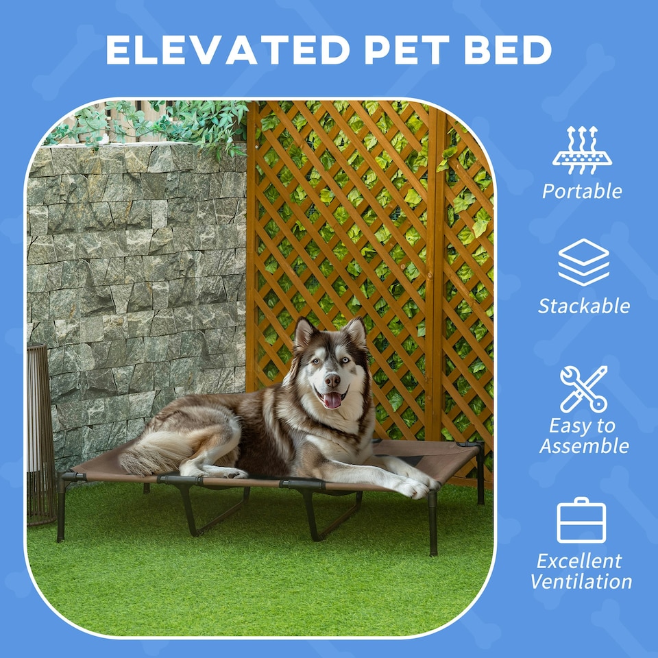 image 1 of PawHut Elevated Dog Bed Cooling Raised Pet Cot for Indoor Outdoor Use, XX Large