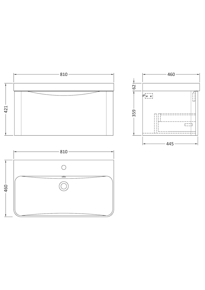 image 1 of Balterley Arch Modern Bathroom Wall Hung 1 Drawer Vanity Unit & Ceramic Basin | Blue | Satin Blue