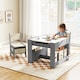 image 4 of COSTWAY Kids Table & Chairs Set 4 in 1 Toddler Table Grey