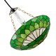 image 5 of Amber and Green Stained Glass Domed Tiffany Pendant Lamp Shade with Chain | Green