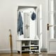 image 2 of HOMCOM Hallway Furniture Set Shoe Bench Storage Mirror Cabinet Hooks