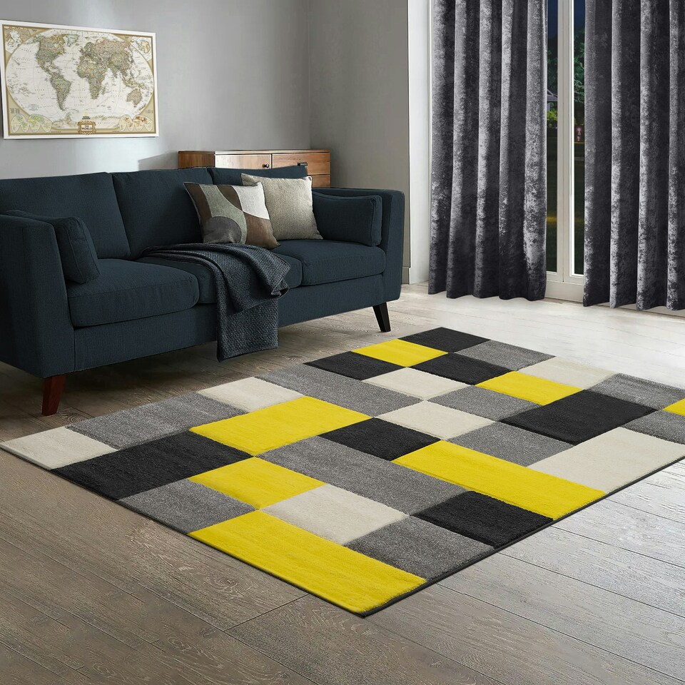image 1 of Home Republic Dexter Carved Rug - 120 x 170 Yellow