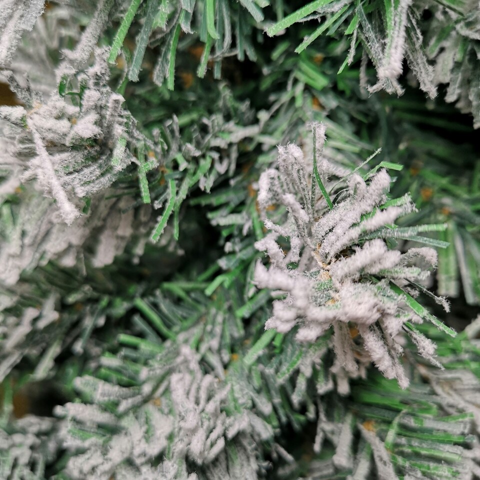image 1 of 5.5ft (1.7m) Premier Snow Flocked Spruce Pine Slim Christmas Tree in Green