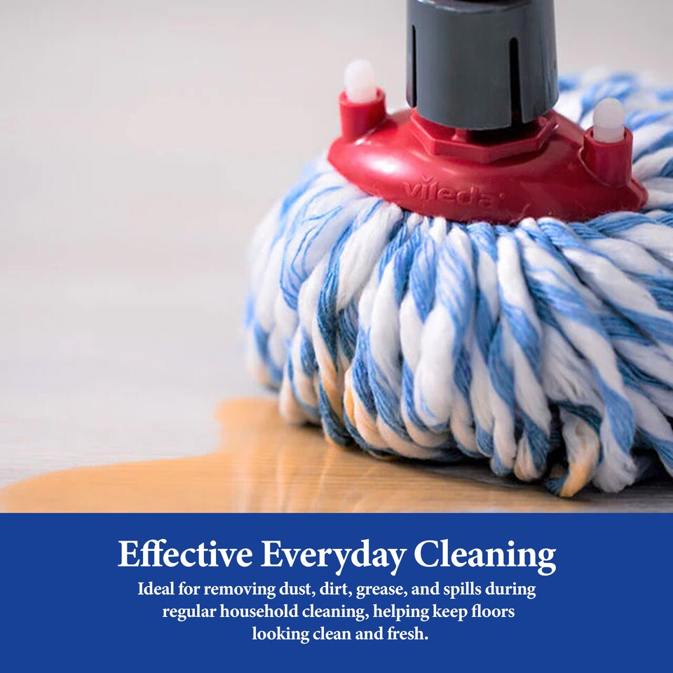 image 1 of Vileda Supermocio Microfiber Cotton Mop Refill Replacement Mop Heads for Corner Cleaning Machine Washable Pack of 2