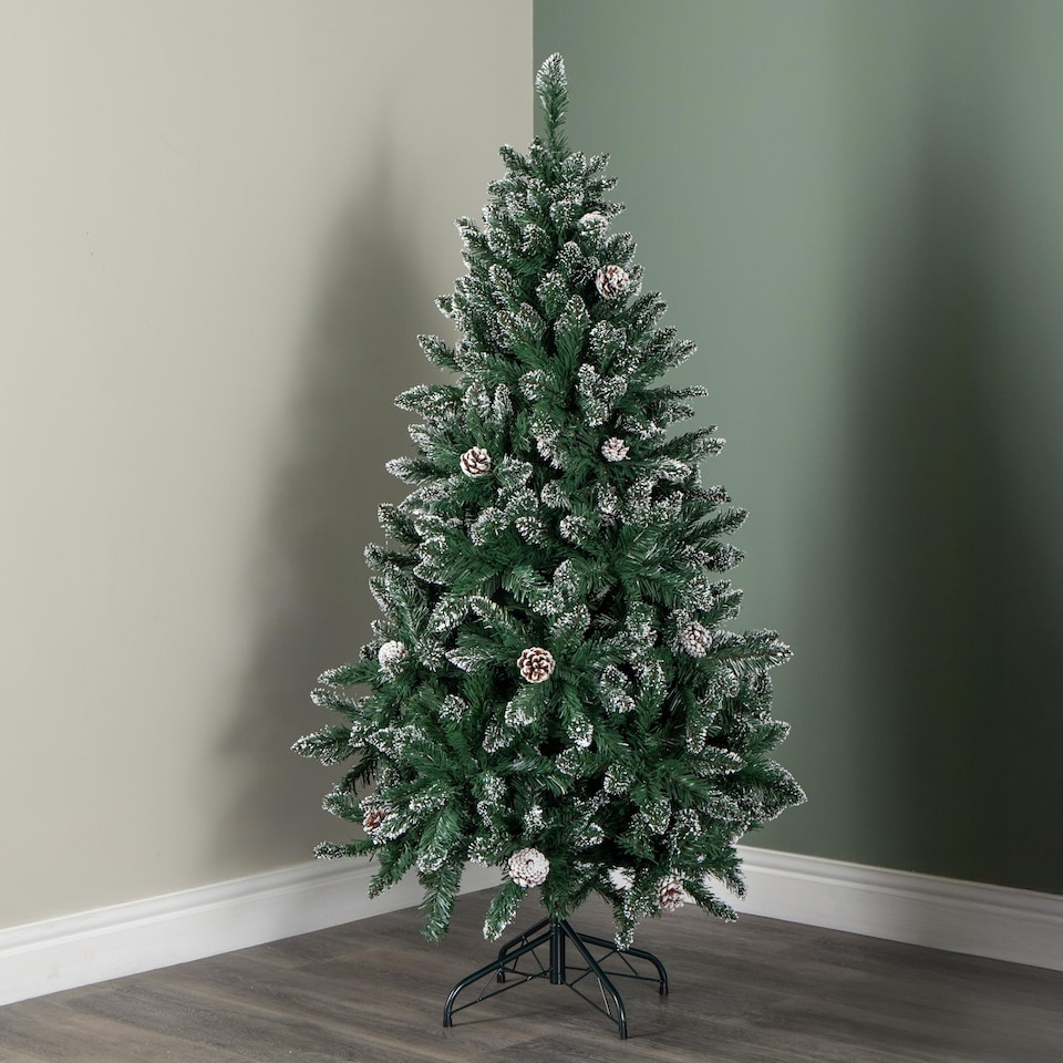 image 1 of 5ft (1.5m) Tall Rocky Mountain Pine Christmas Tree with 526 Snow Tipped Branches & Pinecones