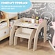 image 3 of COSTWAY Wooded Toddler Kids Desk and Chair Set White