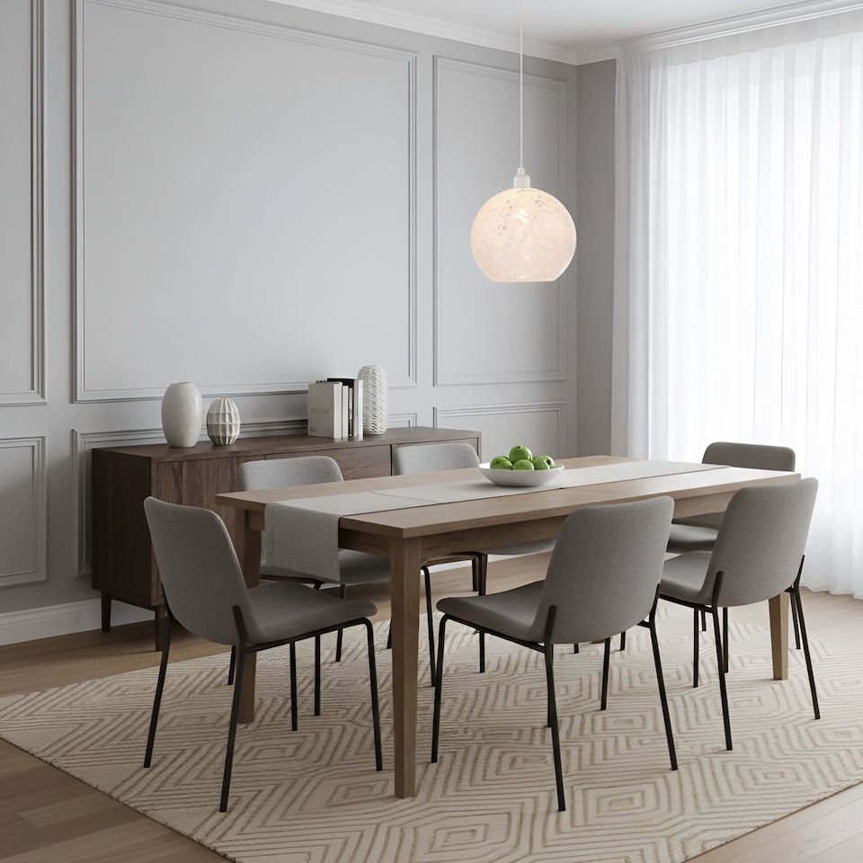 image 1 of Modern Opal White Snowflake 25cm Glass Pendant Ceiling Lighting Shade | White | White | 1