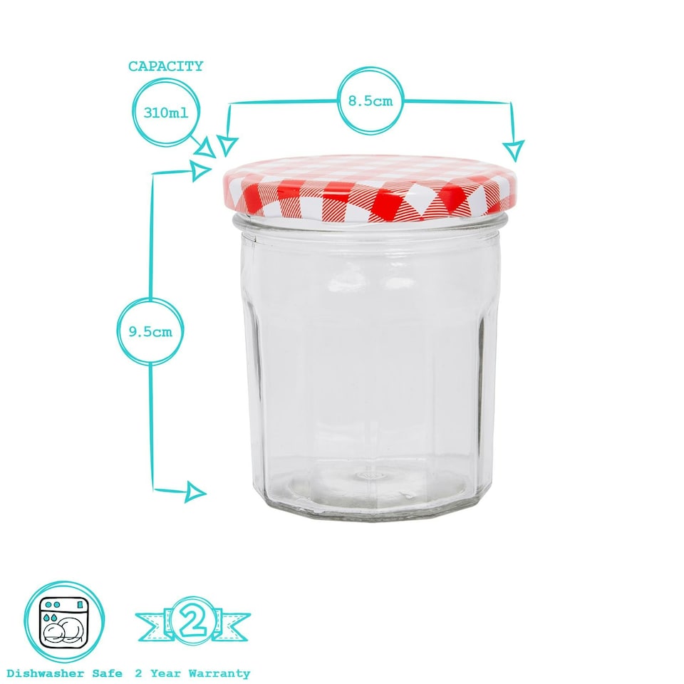 image 1 of Argon Tableware Glass Jam Jars with Lids - 250ml - Pack of 6