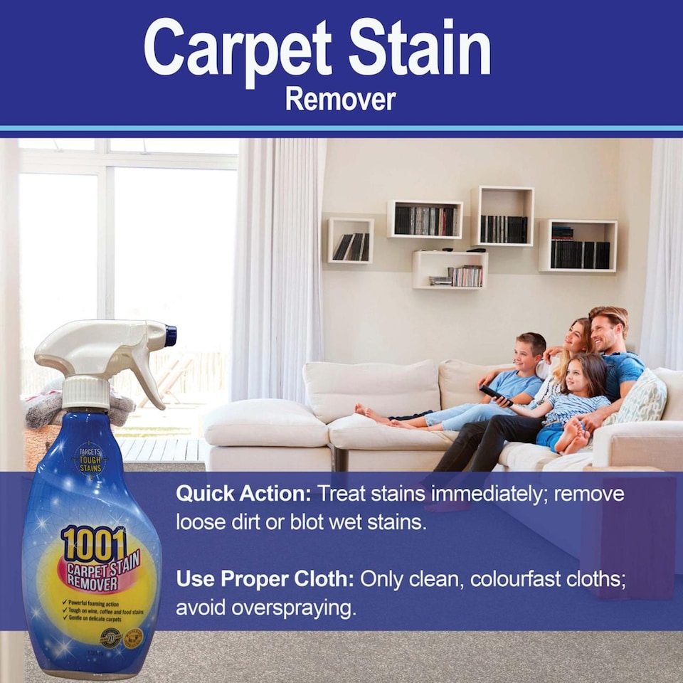 image 1 of 1001 Carpet and Pet Stain Remover Spray Set 500ml Gentle Deep-Cleaning for Rugs Upholstery and WoolSafe Floors