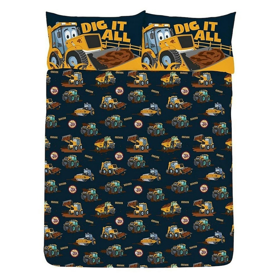 image 1 of JCB Dig It Duvet Cover Set - Yellow/Black - Junior Yellow | Single
