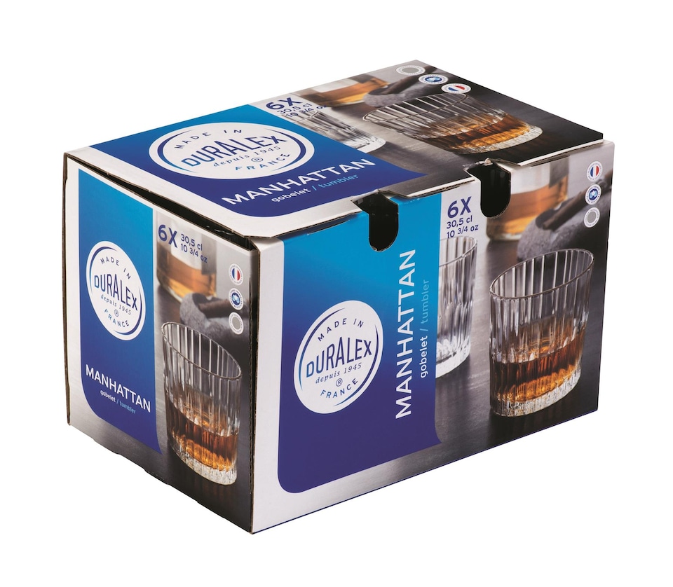 image 1 of Duralex 12 Piece Manhattan Vintage Glassware Set | Clear | Clear