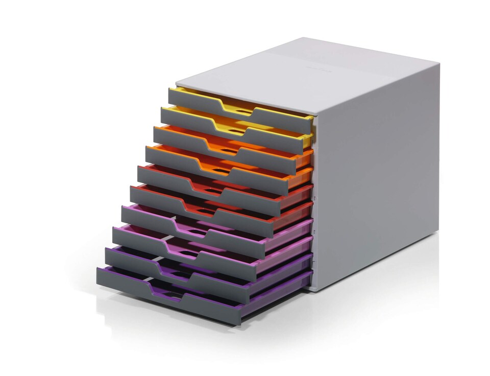image 1 of Durable VARICOLOR Desktop Organiser 10 Drawer Colour Coded Modular Storage | A4+