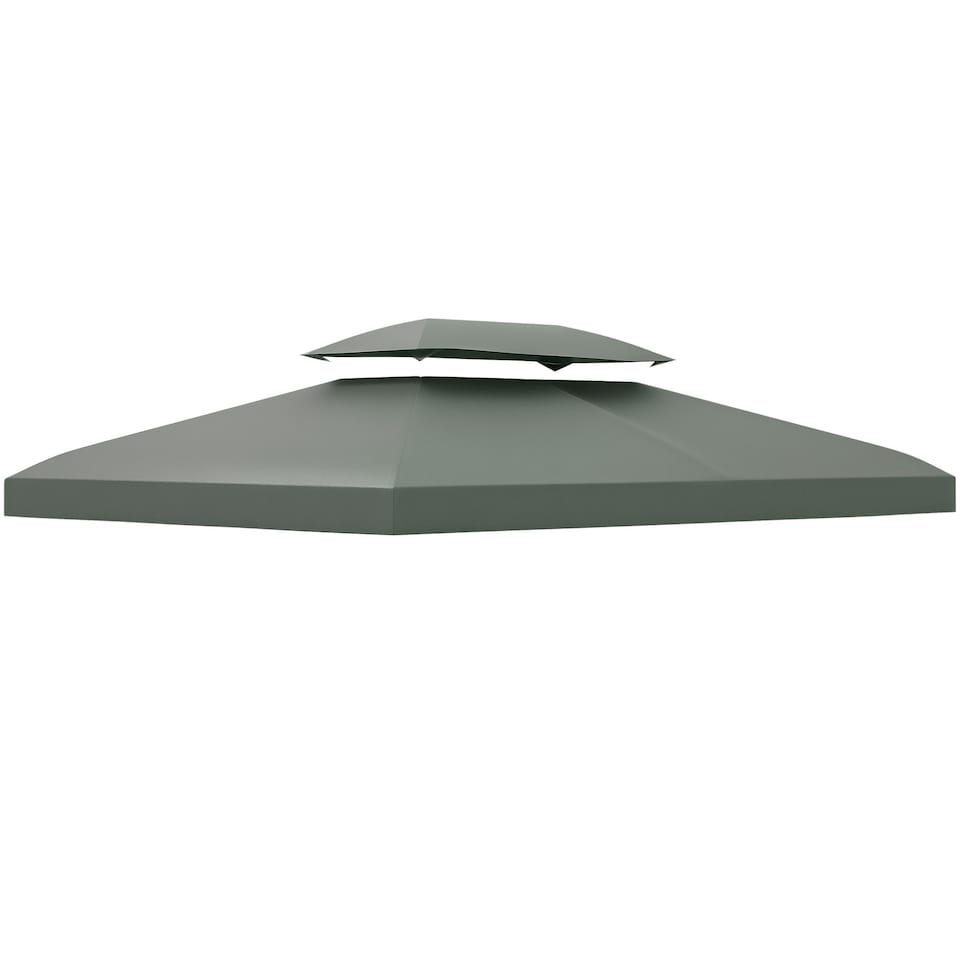 image 1 of Outsunny 3x4m Gazebo Canopy Replacement Cover, 2 Tier Top Roof UV Cover Garden Patio Outdoor Sun Awning Shelters, Dark Grey TOP COVER ONLY