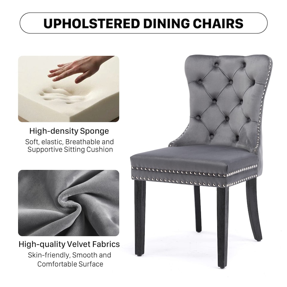 image 1 of Romsey Set of 4 Modern Velvet Dining Chairs with Solid Oak Legs