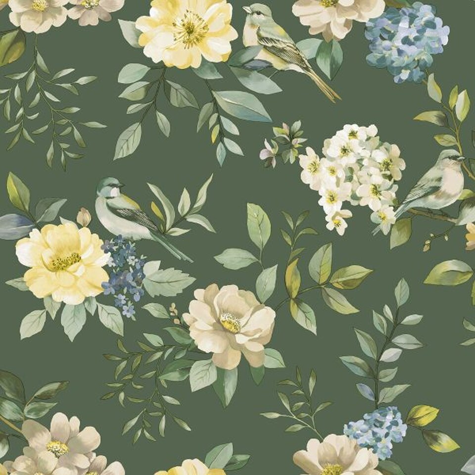 image 1 of Holden Decor Garden Bird Wallpaper | Green | Green | 1