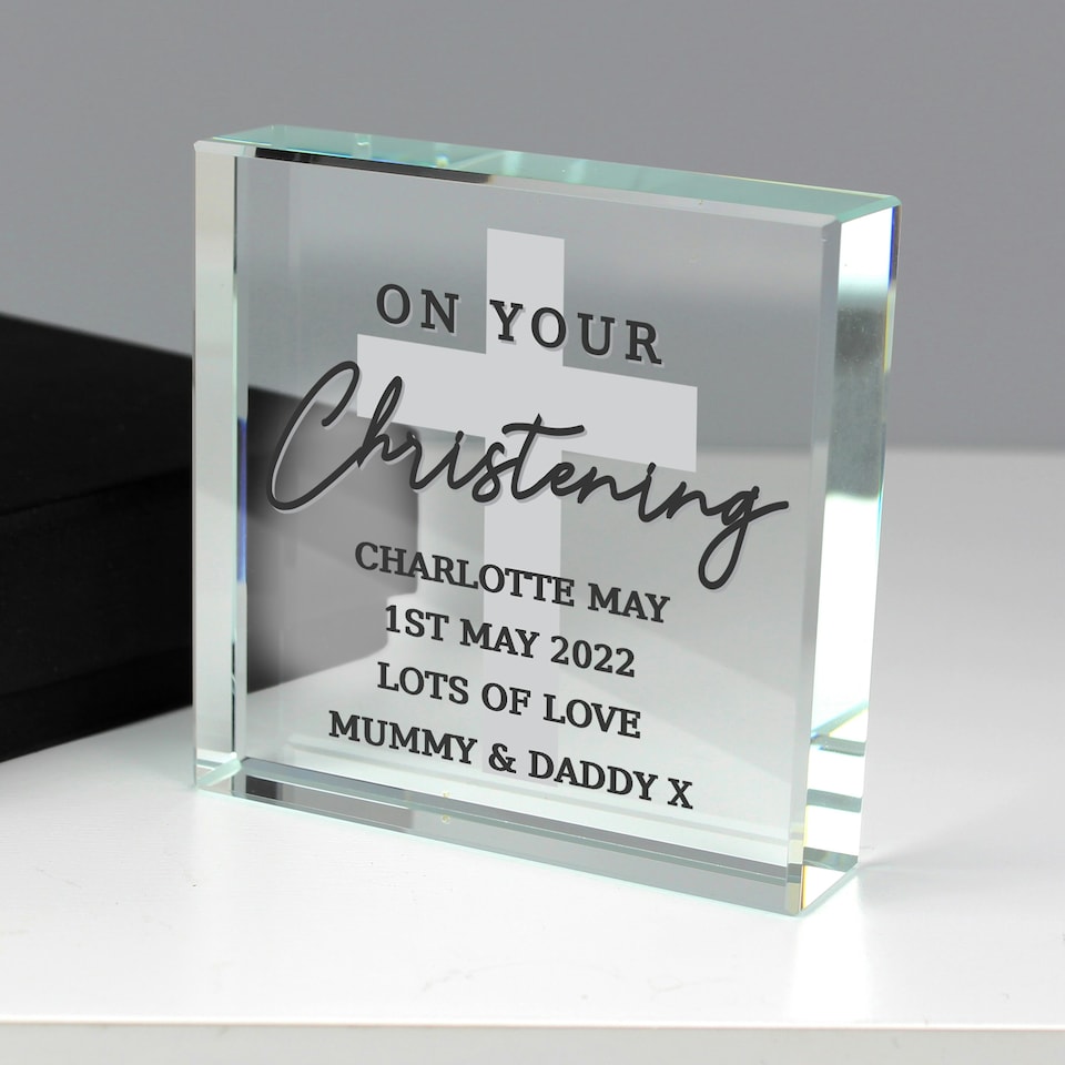 image 1 of Personalised On Your Christening Crystal Token Clear | One Size