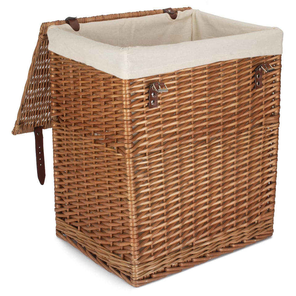 image 1 of Large Boutique Double Steamed Wash Storage Laundry Basket With Lining | Brown | Brown