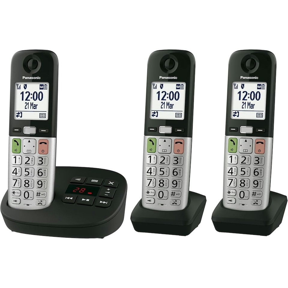 image 1 of Panasonic KX-TGU433EB Black Digital Cordless Phone, Answering Machine, 3 Handsets