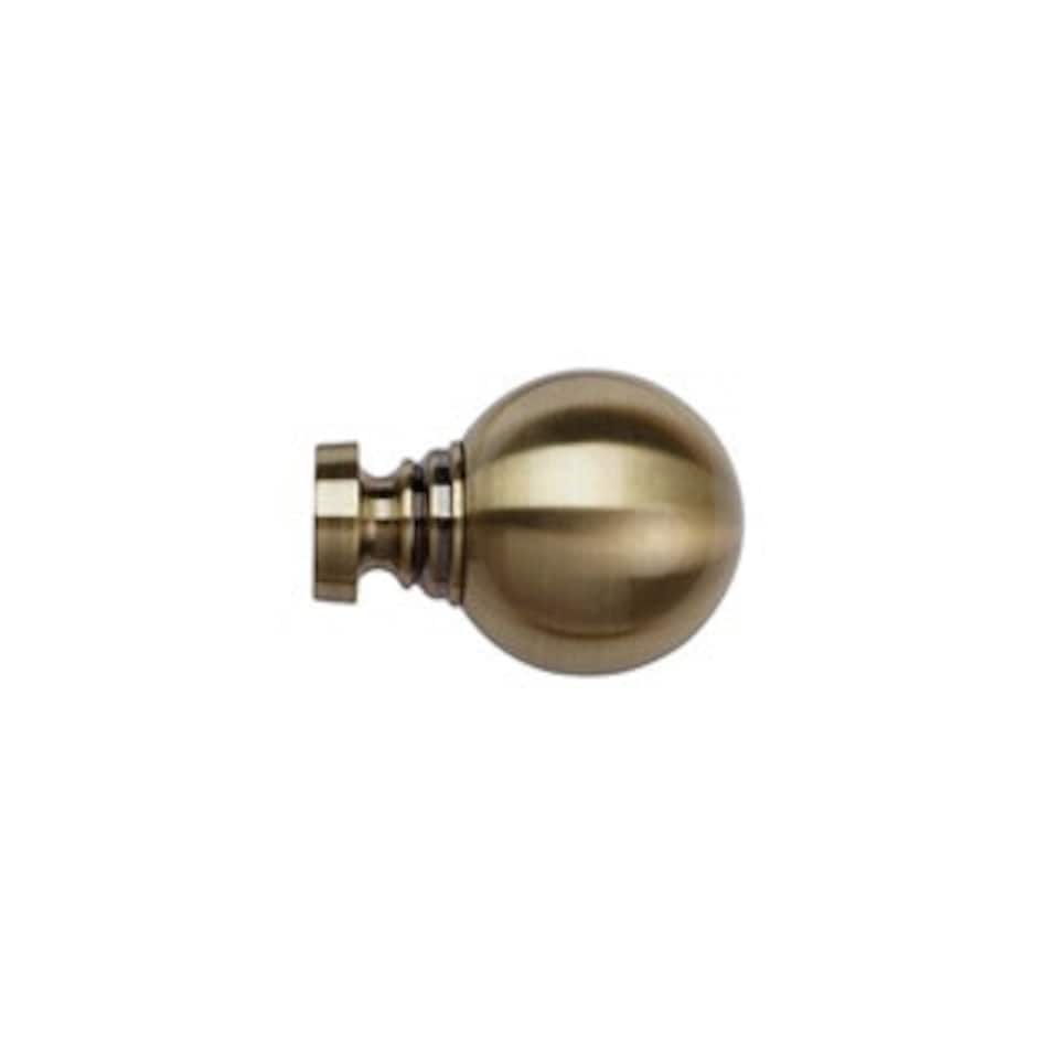 image 1 of 35mm Fixed Length Metal Curtain Pole Set Antique Brass Ball Finial 360cm | Bronze | Bronze