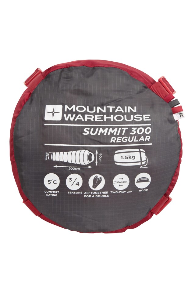 image 1 of Mountain Warehouse Summit 300 Mummy Sleeping Bag Insulated 3 Season Camping Hiking Bed