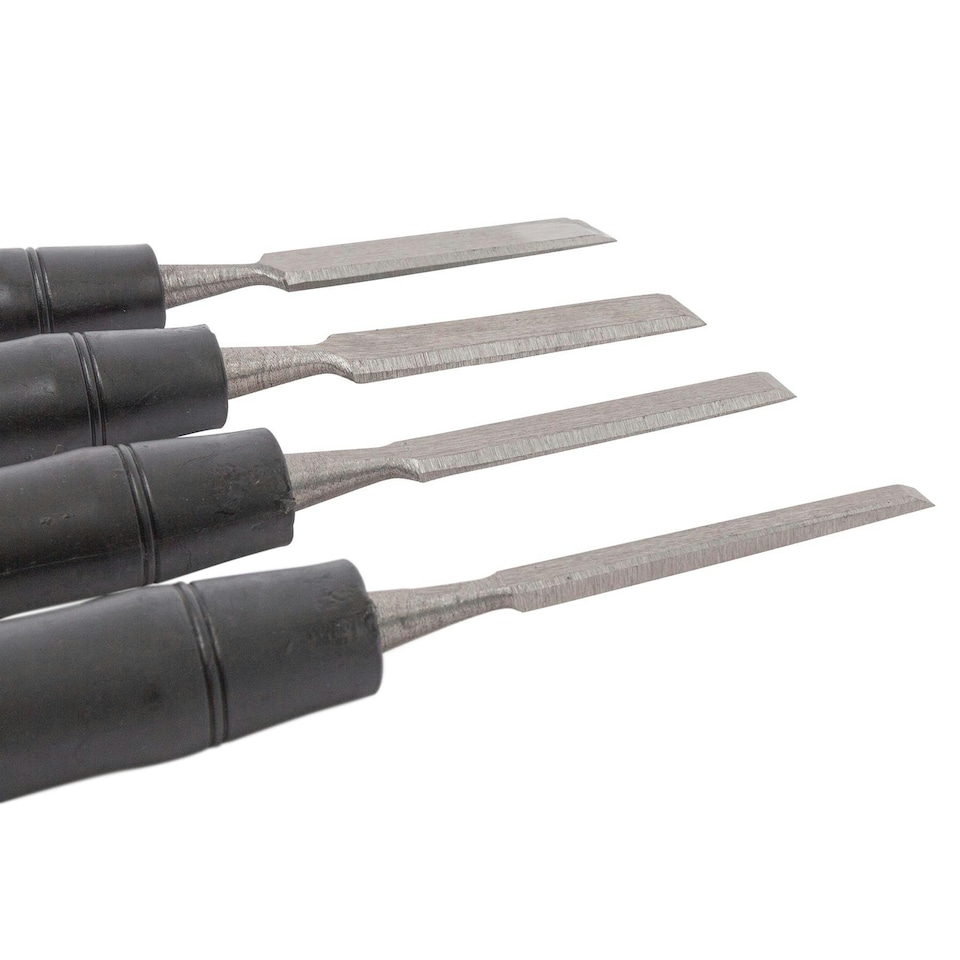 image 1 of Blackspur 4pc Carbon Steel Firmer Chisel Set - Black