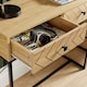 image 6 of Console Table 2 Drawers Aztec Design Oak Effect Metal Legs Hallway Storage Unit
