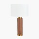 image 3 of Wood Effect Ceramic Tall Table Lamp with Shade Brown | Gold