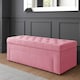 image 1 of 150cm Duke Ottoman Storage Box -Upholstered Blanket Box - Pink Plush Velvet Multifunctional Storage Box