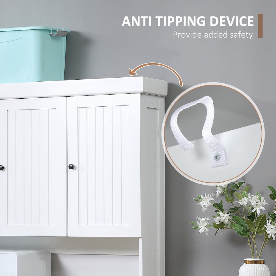 image 1 of HOMCOM 180cm Kitchen Cupboard with 6 Doors, Modern Kitchen Storage Cabinet with Microwave Oven Countertop, Drawer, Adjustable Shelves and Cable Hole, White