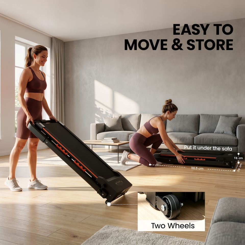 image 1 of HOMCOM 1-6 km/h Folding Motorised Treadmill Walking w/ Remote Control Black | Black | Black