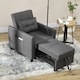 image 2 of HOMCOM Pull Out Chair Bed, Sleeper Chair with Pillow, Side Pockets, Grey