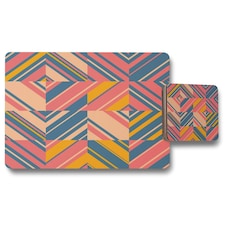 Striped bright geometric pattern (Placemat & Coaster Set)