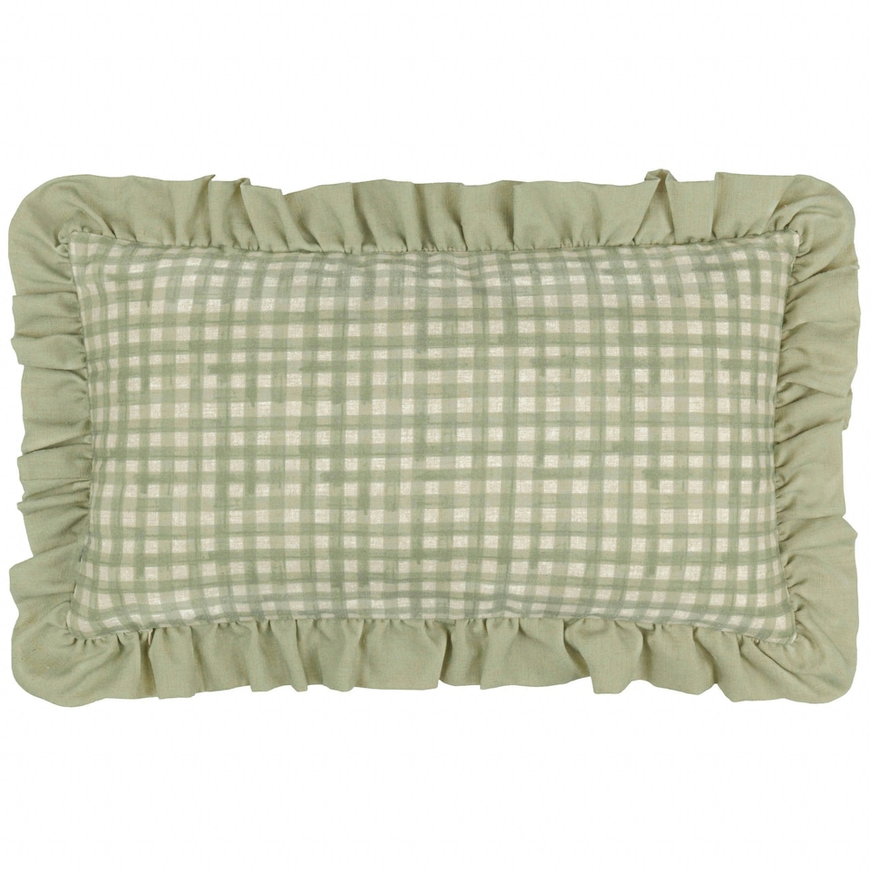 image 1 of furn. Meadow Haze Embroidered Ruffle Green Cushion Cover 30 x 50 cm | Multi