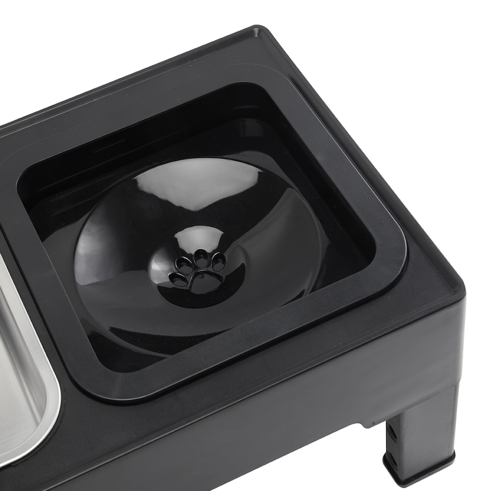 image 1 of Living and Home Height-Adjustable Pet Feeder with Stand, 1.6L Stainless Steel Bowl & 1L Spill-Resistant Water Bowl