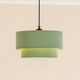 image 2 of ValueLights Mason Ruched Crinkle Green Fabric Two Tier Ceiling Floor Table Lamp Shade