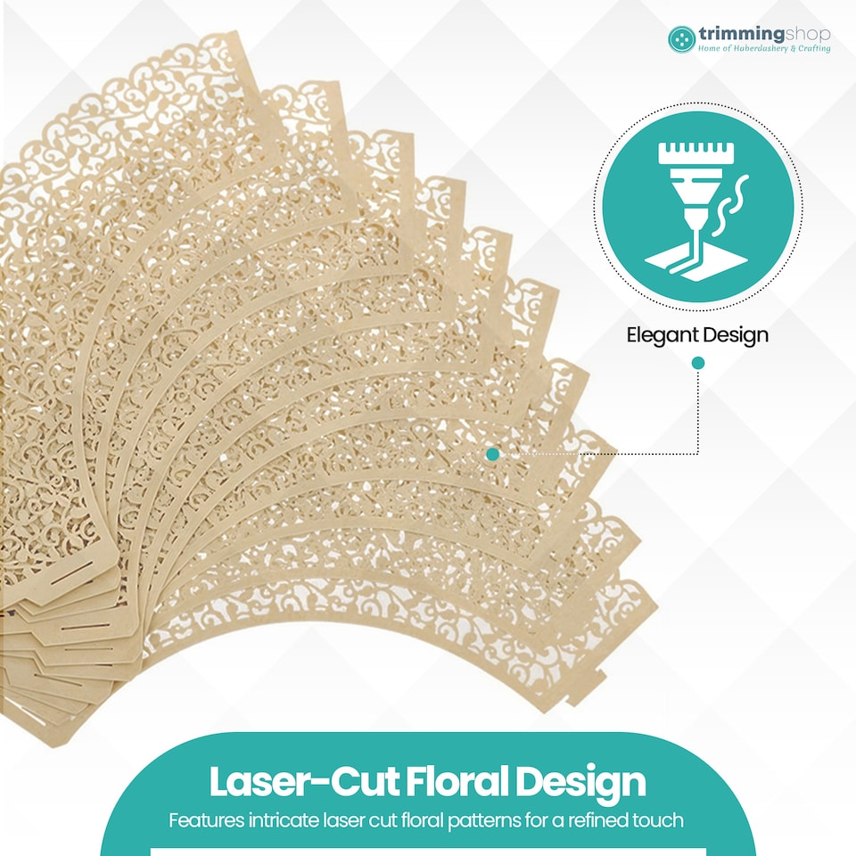 image 1 of Cupcake Wrappers Laser Cut Floral Design Paper Cup Holders - 25pcs