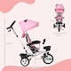 image 5 of HOMCOM 6 in 1 Kids Trike for 1-5 Years, Toddler Tricycle Folding Bike with Parent Handle, Reversible Seat, Storage Basket, Canopy, 5-point Seat Harness, Pink