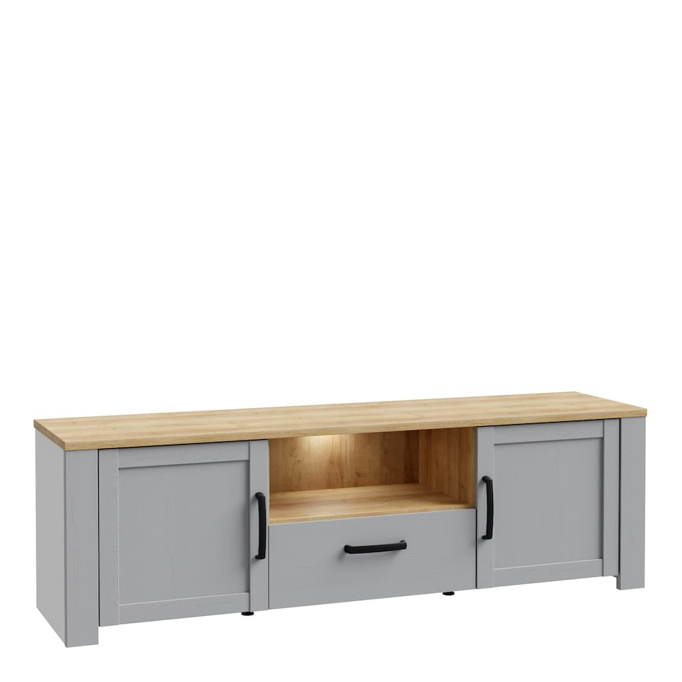 image 1 of Bohol 2 Door 1 Drawer TV Unit in Riviera Oak/Grey Oak