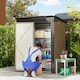 image 2 of Outsunny 5x3ft Garden Shed, Steel Small Shed, Outdoor Leanto Shed with Adjustable Shelf, Lock and Gloves for Patio, Garden, Brown with Foundation Kit | Brown | 1