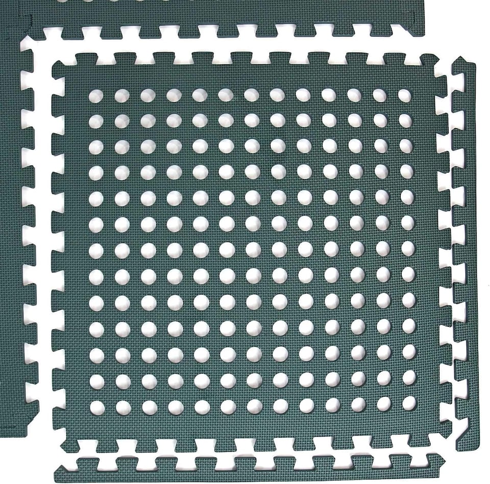image 1 of Garden Safety Floor Mats – Interlocking EVA Foam Tiles | Green Outdoor Anti-Fatigue Matting with Drainage Holes (16 Sq. Ft)