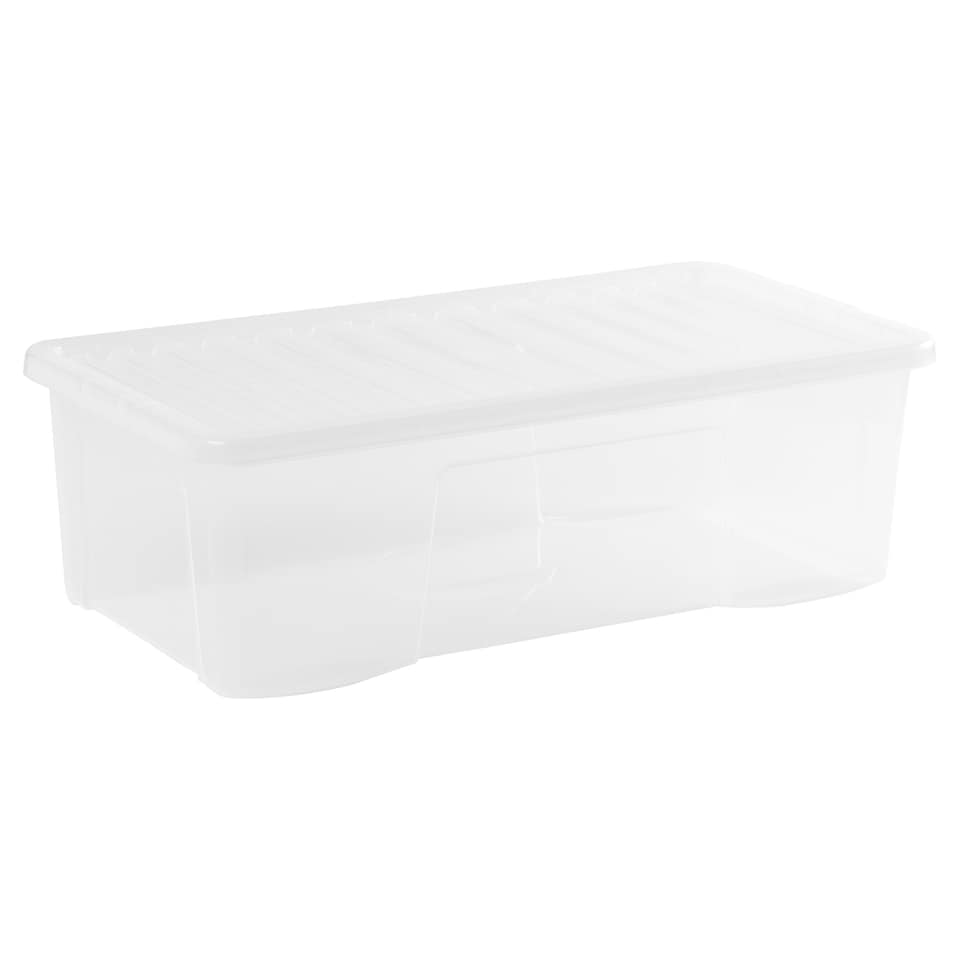 image 1 of Wham Crystal 4 x 62L Stackable Plastic Storage Boxes with Lids Clear Clear