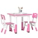 image 1 of AIYAPLAY 3 Pcs Height Adjustable Kids Table and Chair Set for Playroom Pink