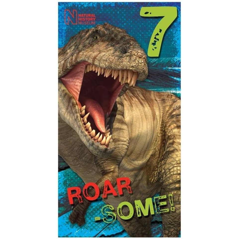 Natural History Museum Dinosaur 7th Birthday Greetings Card - Multicoloured - One Size