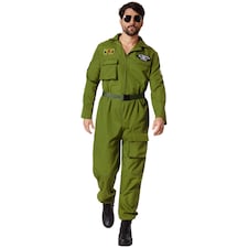 Mens Fancy Dress Costume - Air Force Pilot | Green | green | 2XL | 1