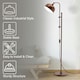 image 7 of COSTWAY Industrial Floor Lamp Metal Free-standing Light Bronze