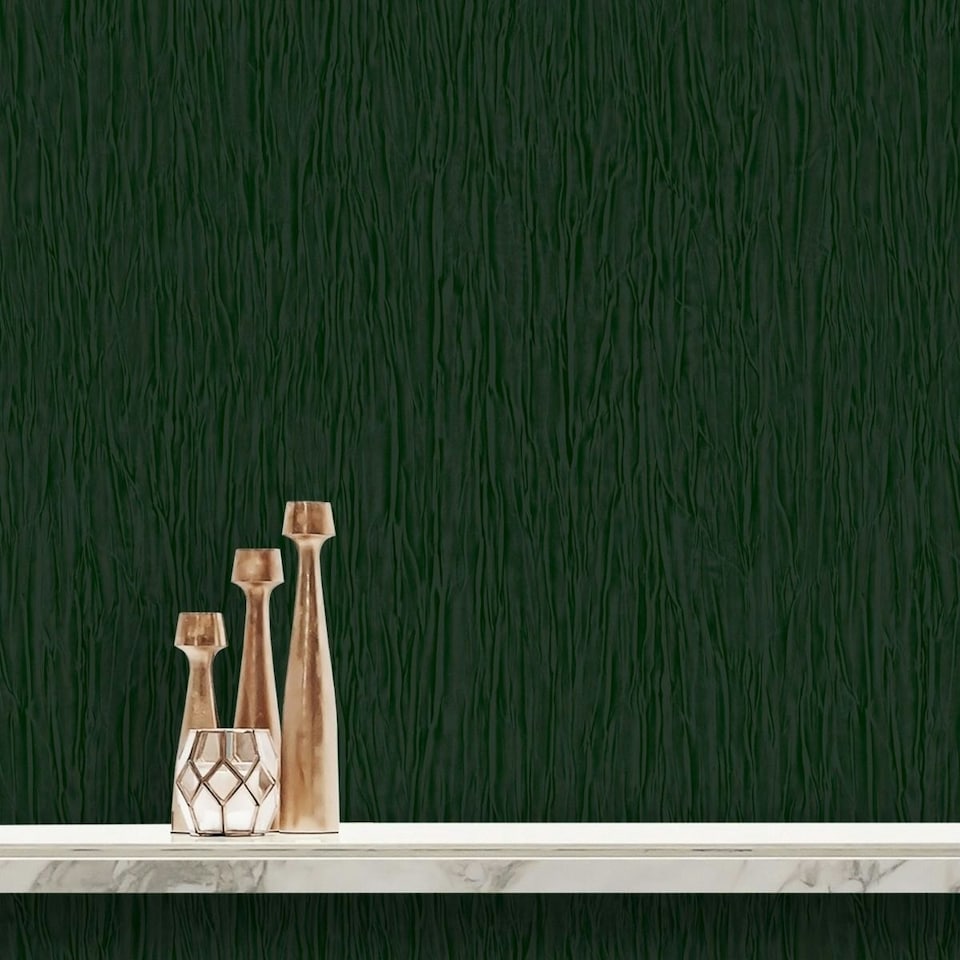 image 1 of Debona Crystal Glitter Vinyl Textured Wallpaper - Dark Green - 10m x 53cm Green