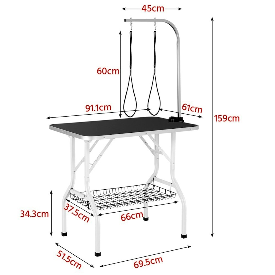 image 1 of Yaheetech 91 cm Wide Dog Grooming Table with Basket Black