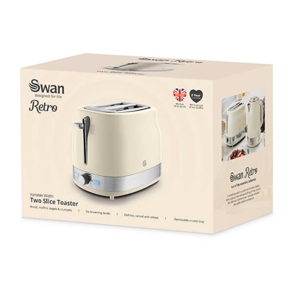 image 1 of Swan Retro Revive Cream 2 Slice Toaster